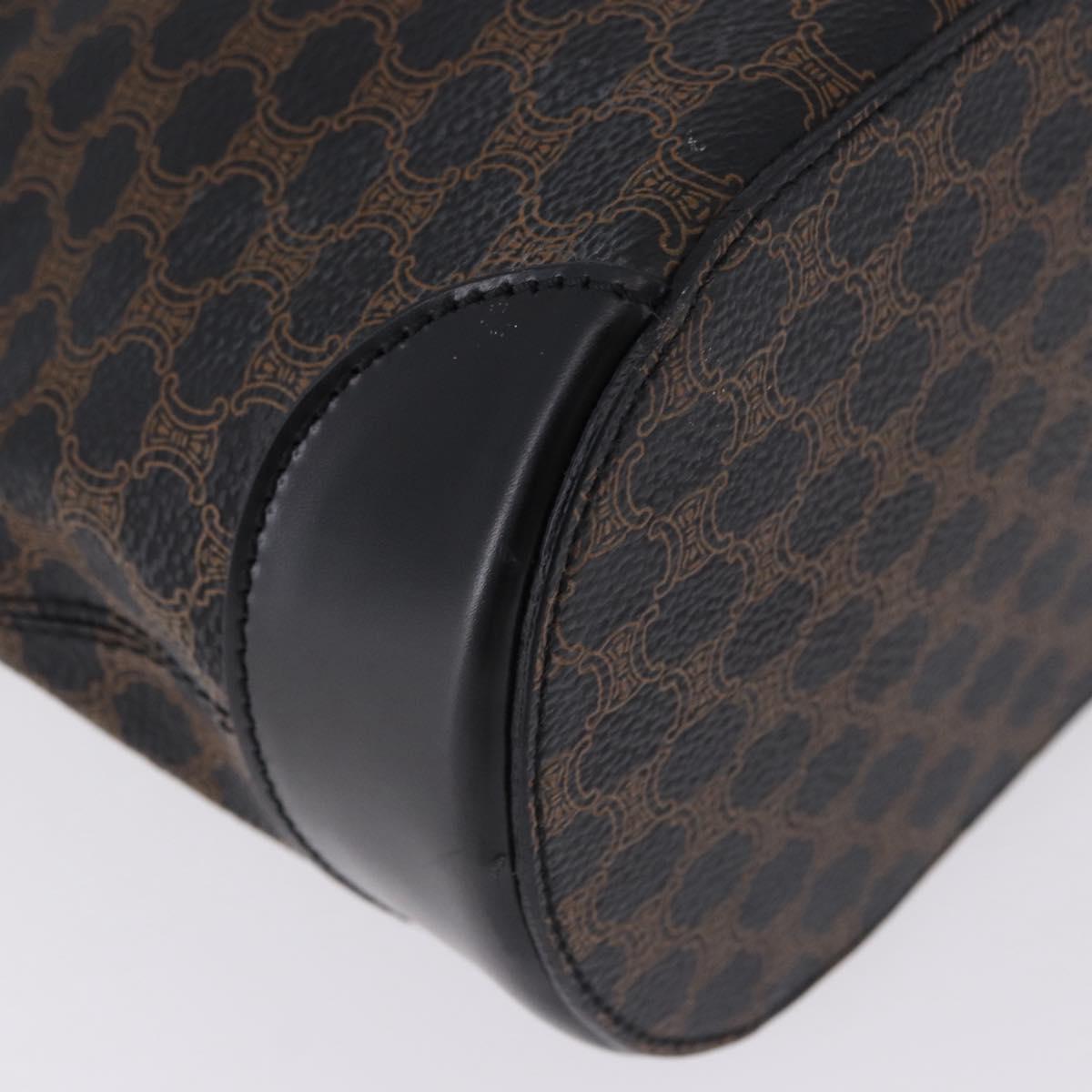 CELINE Macadam Canvas Hand Bag PVC Leather Black Gold Auth 196702