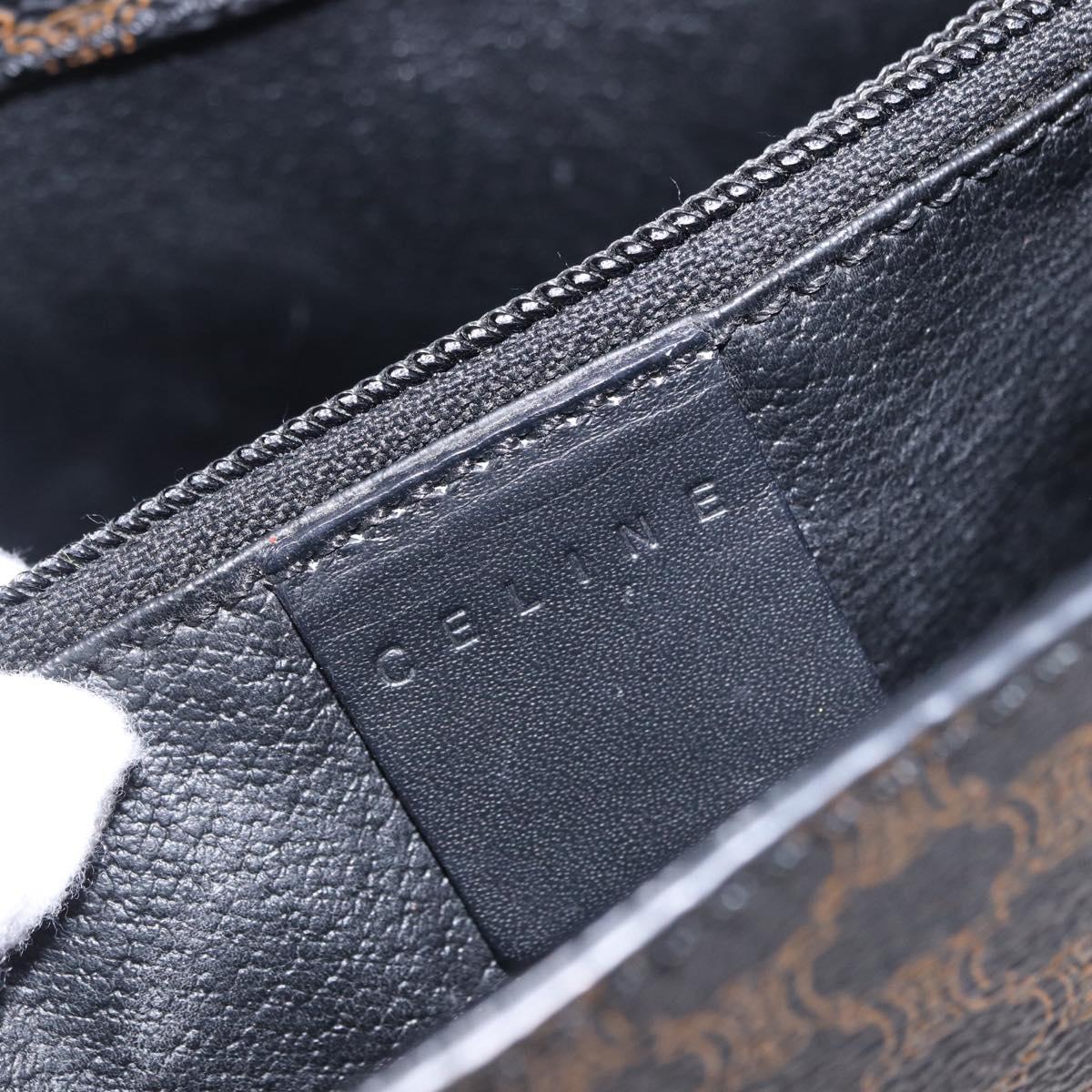 CELINE Macadam Canvas Hand Bag PVC Leather Black Gold Auth 196702