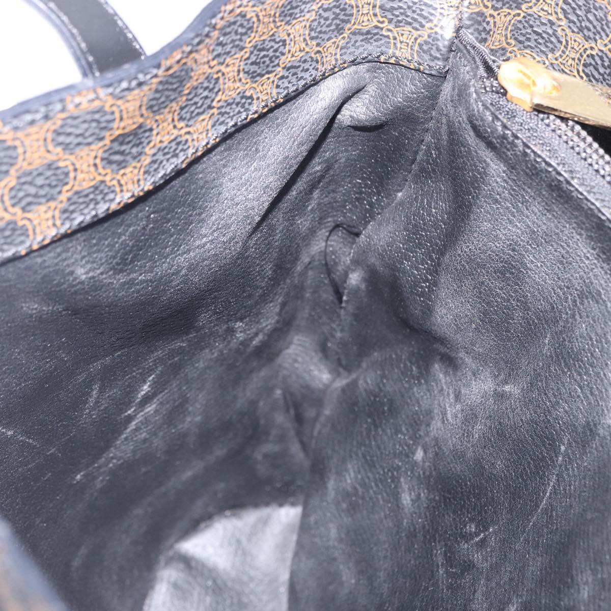 CELINE Macadam Canvas Hand Bag PVC Leather Black Gold Auth 196702
