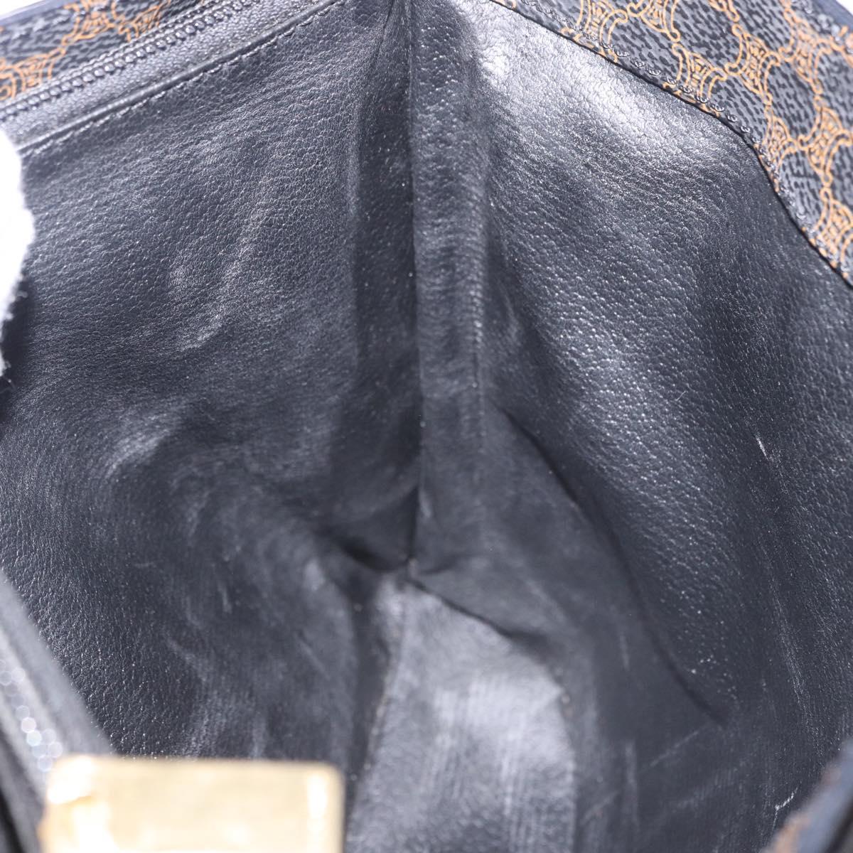 CELINE Macadam Canvas Hand Bag PVC Leather Black Gold Auth 196702