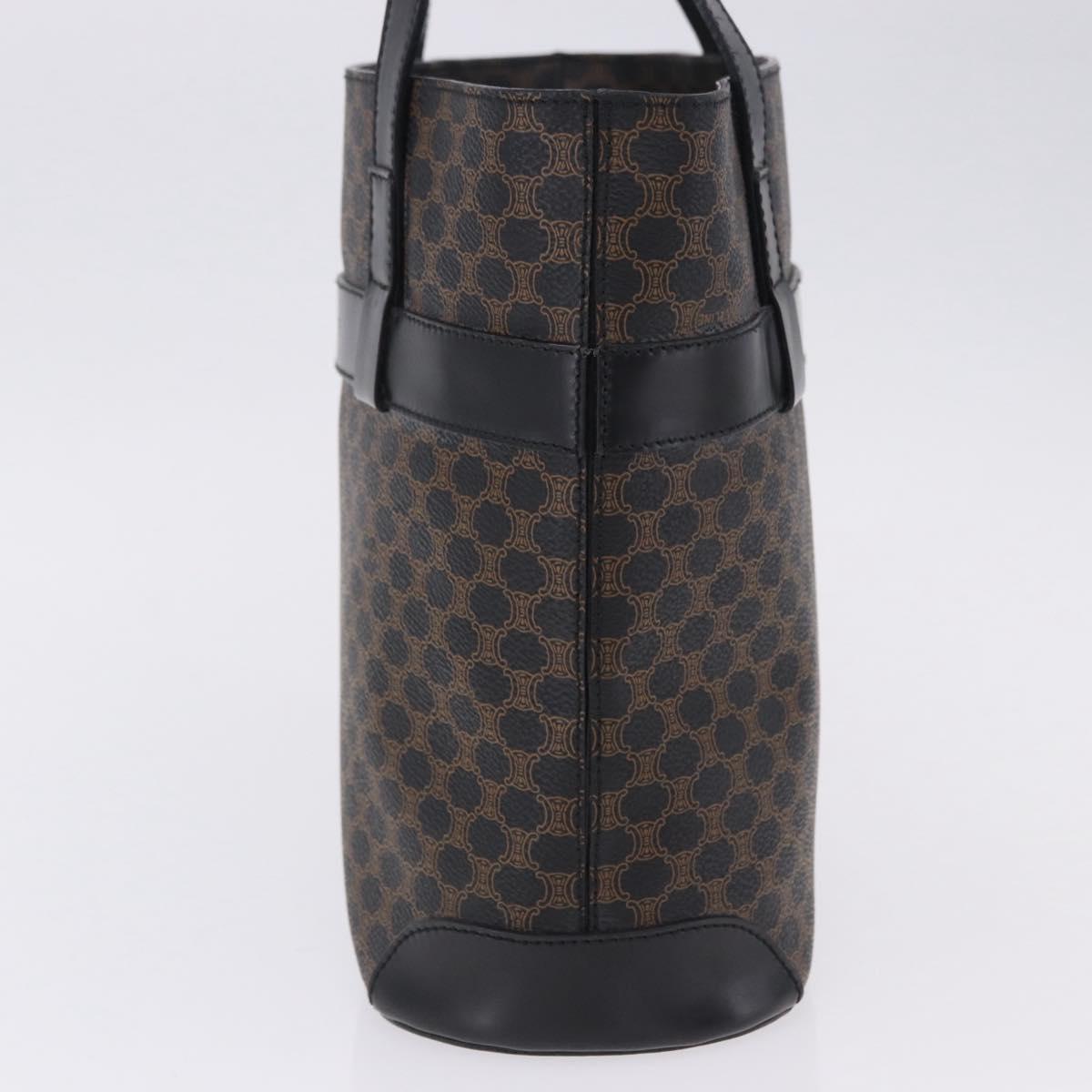 CELINE Macadam Canvas Hand Bag PVC Leather Black Gold Auth 196702