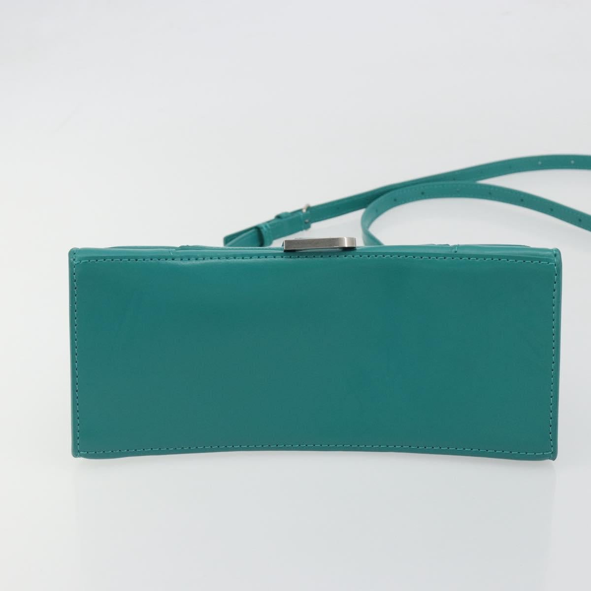 BALENCIAGA Hour Glass Small Bag Leather 2way Green Silver 593546 Auth 196703M