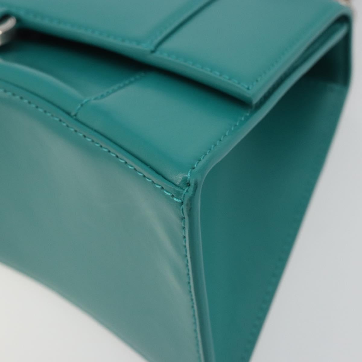 BALENCIAGA Hour Glass Small Bag Leather 2way Green Silver 593546 Auth 196703M