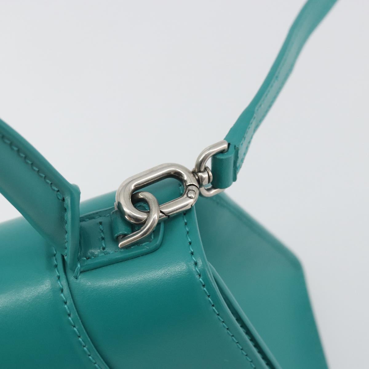 BALENCIAGA Hour Glass Small Bag Leather 2way Green Silver 593546 Auth 196703M
