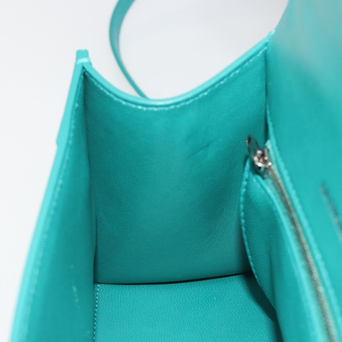 BALENCIAGA Hour Glass Small Bag Leather 2way Green Silver 593546 Auth 196703M