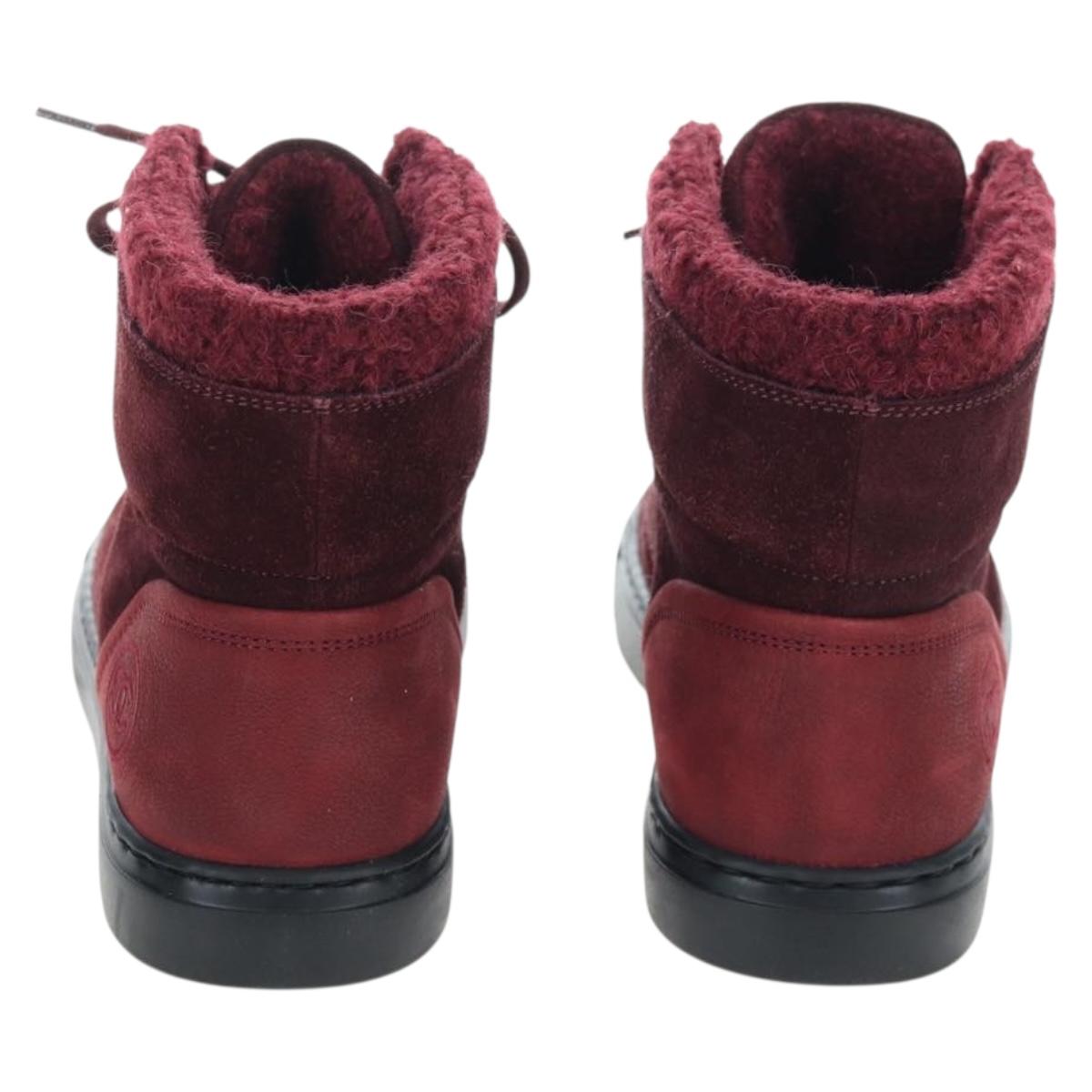 CHANEL High Cut Sneakers Suede Bordeaux CC Auth 196705M