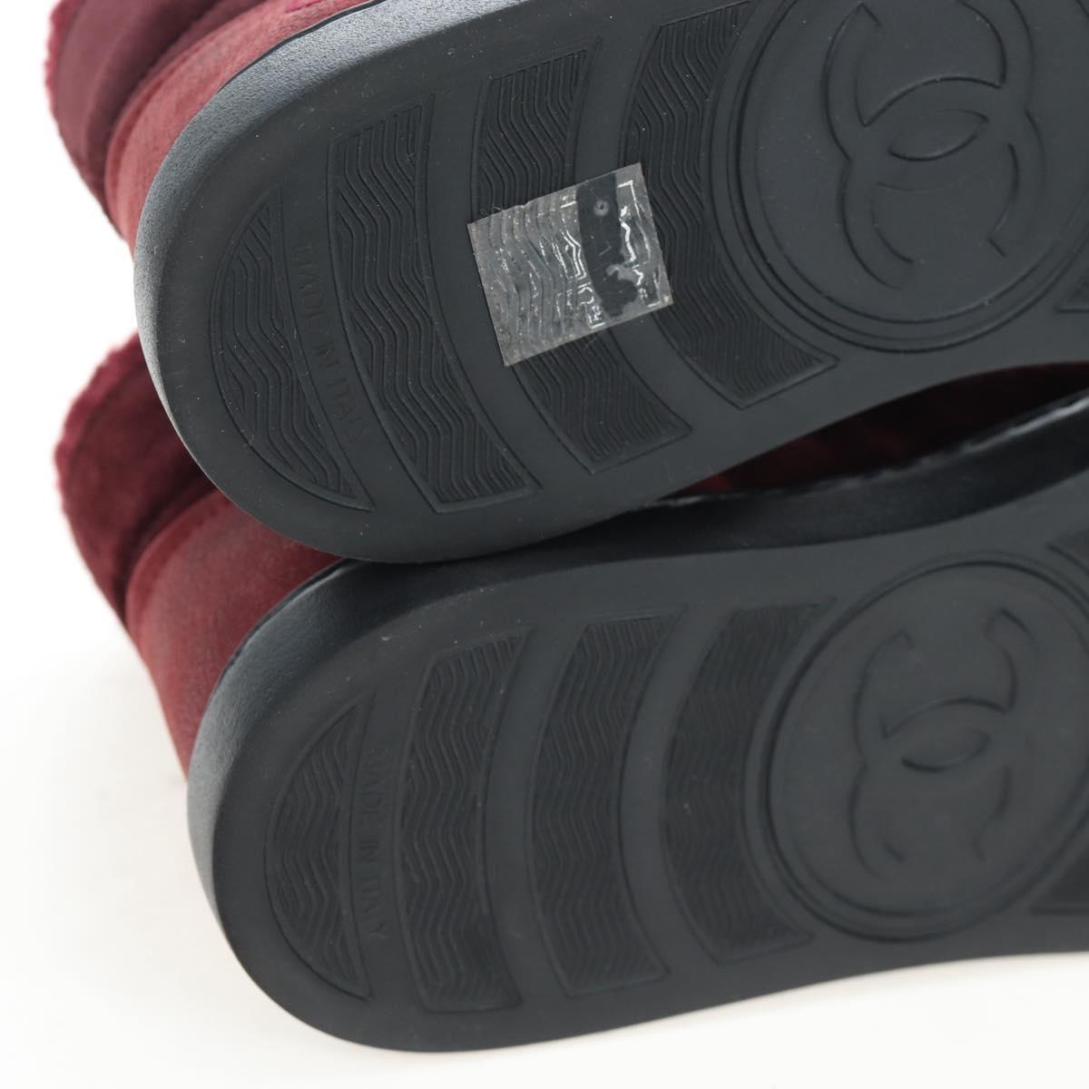 CHANEL High Cut Sneakers Suede Bordeaux CC Auth 196705M