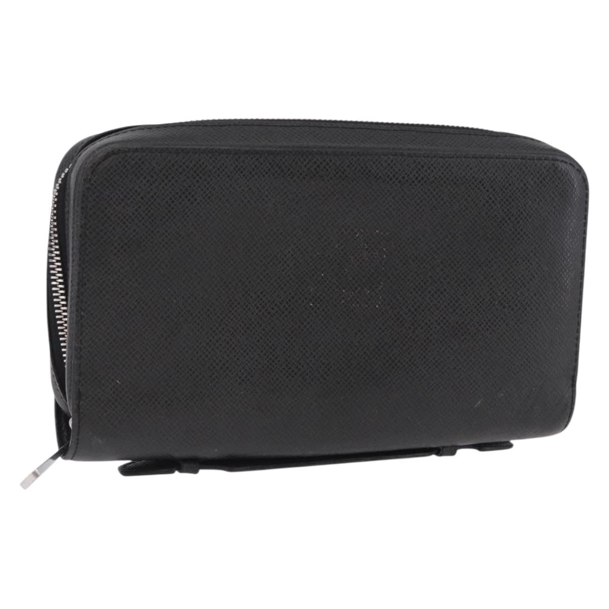 LOUIS VUITTON Taiga Zippy XL Long Wallet Black M44275 LV Auth 196706