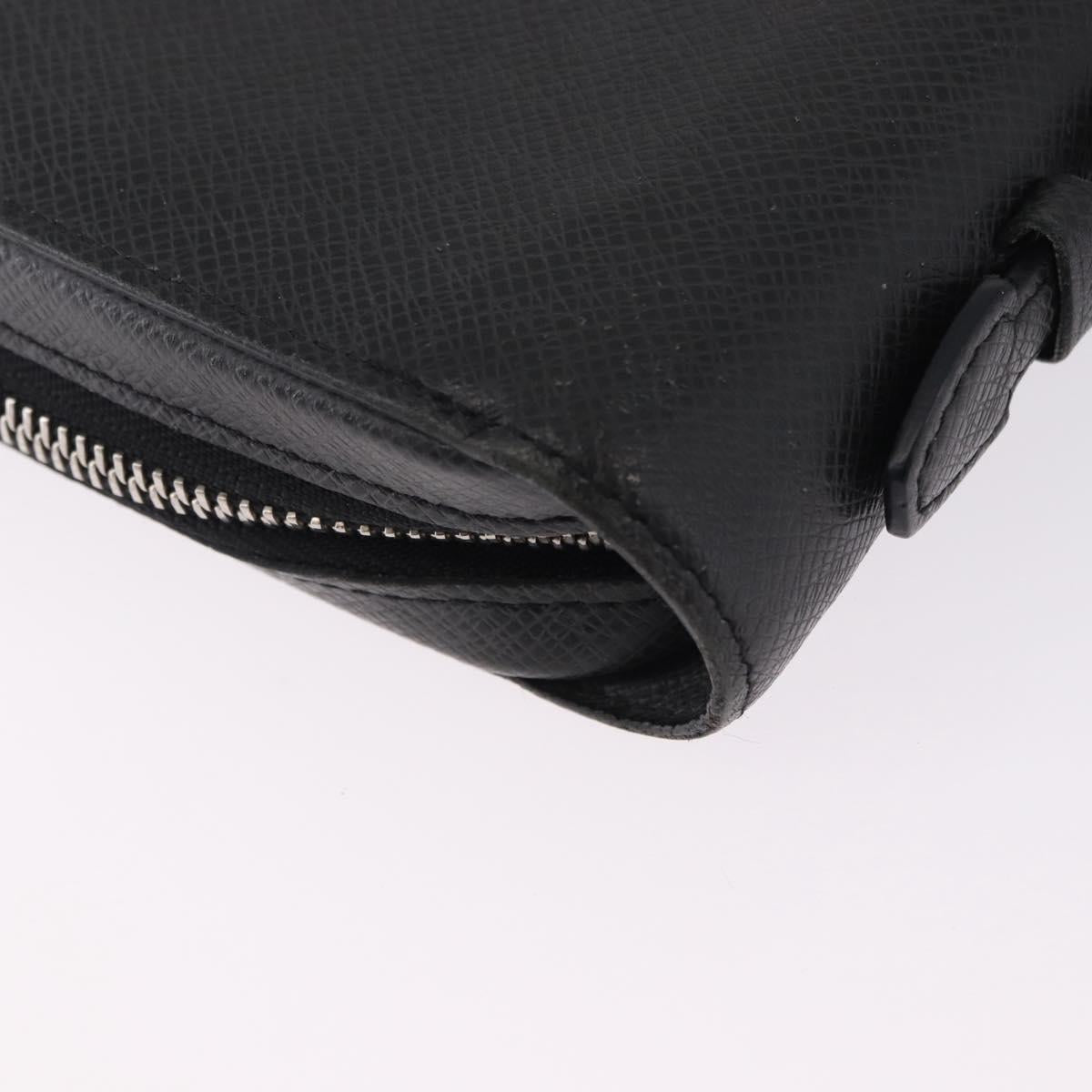LOUIS VUITTON Taiga Zippy XL Long Wallet Black M44275 LV Auth 196706