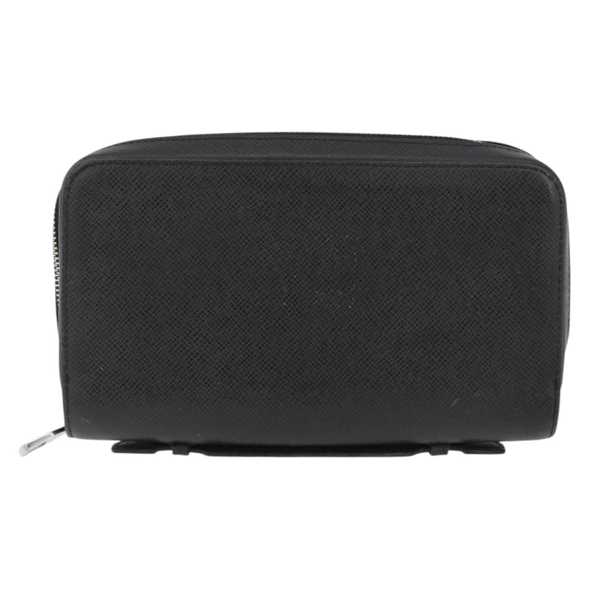 LOUIS VUITTON Taiga Zippy XL Long Wallet Black M44275 LV Auth 196706