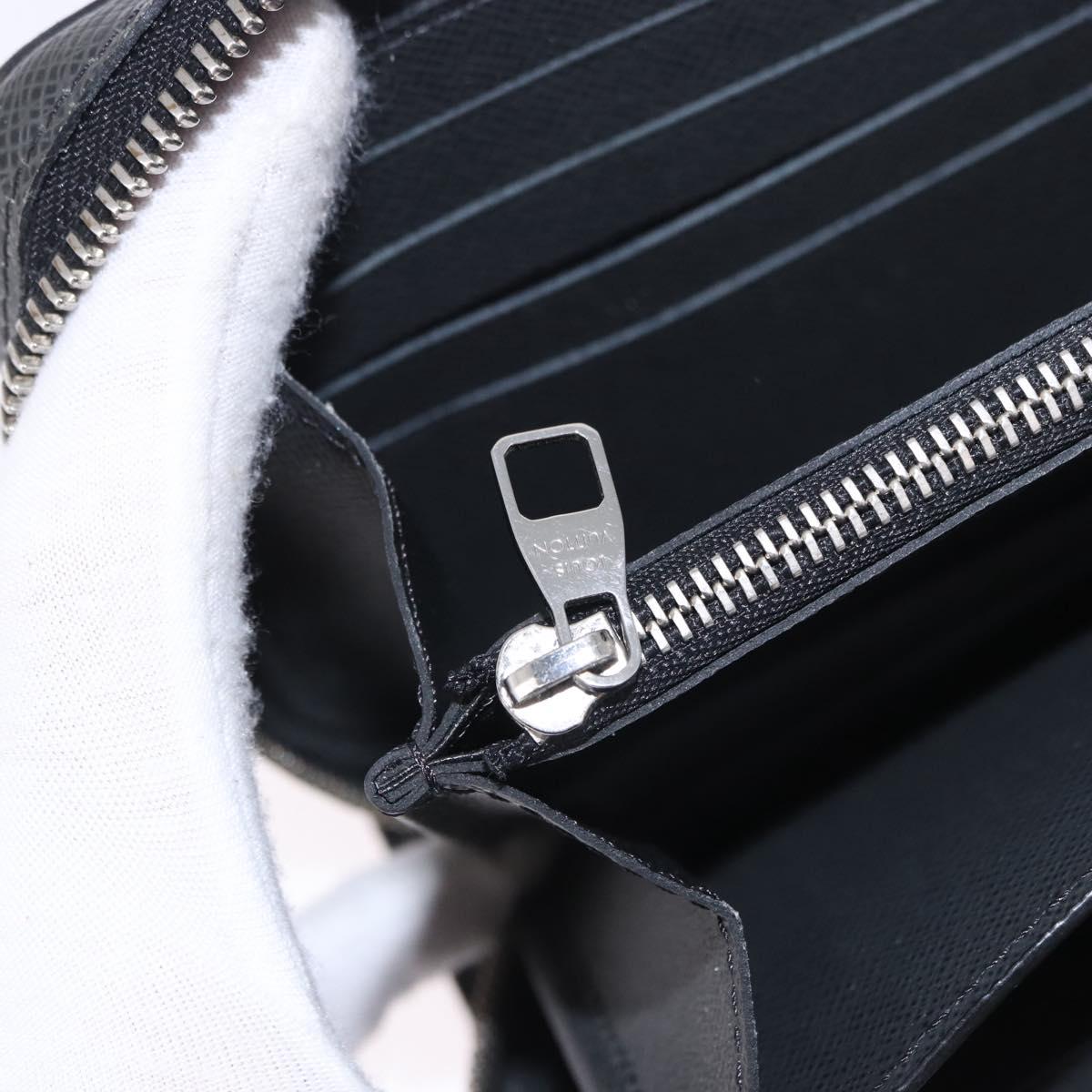 LOUIS VUITTON Taiga Zippy XL Long Wallet Black M44275 LV Auth 196706