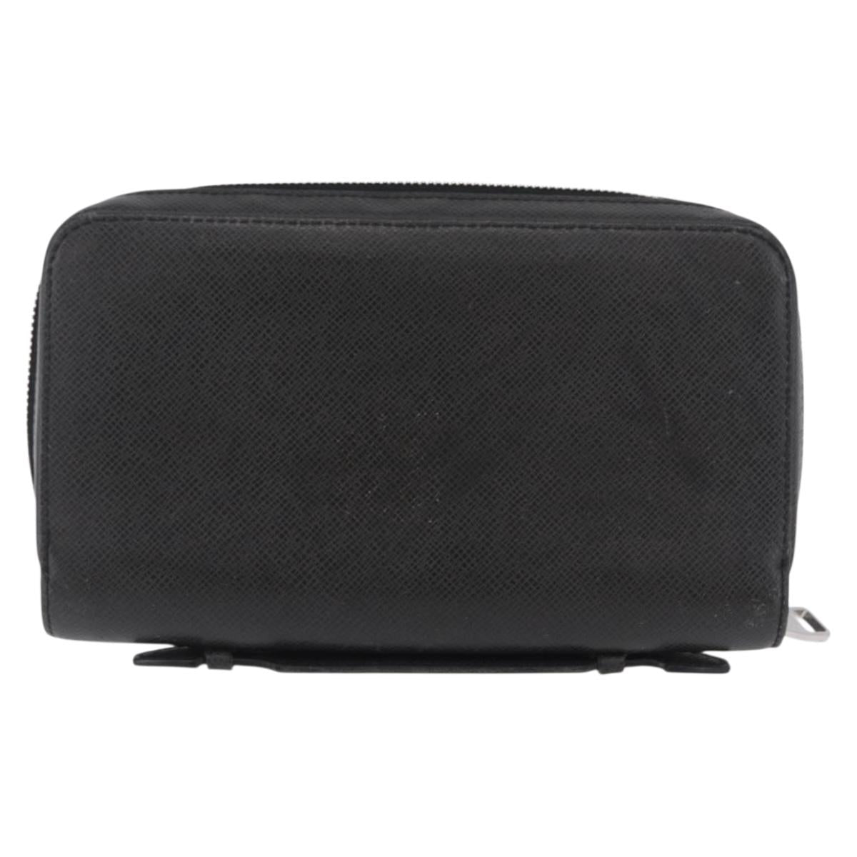 LOUIS VUITTON Taiga Zippy XL Long Wallet Black M44275 LV Auth 196706