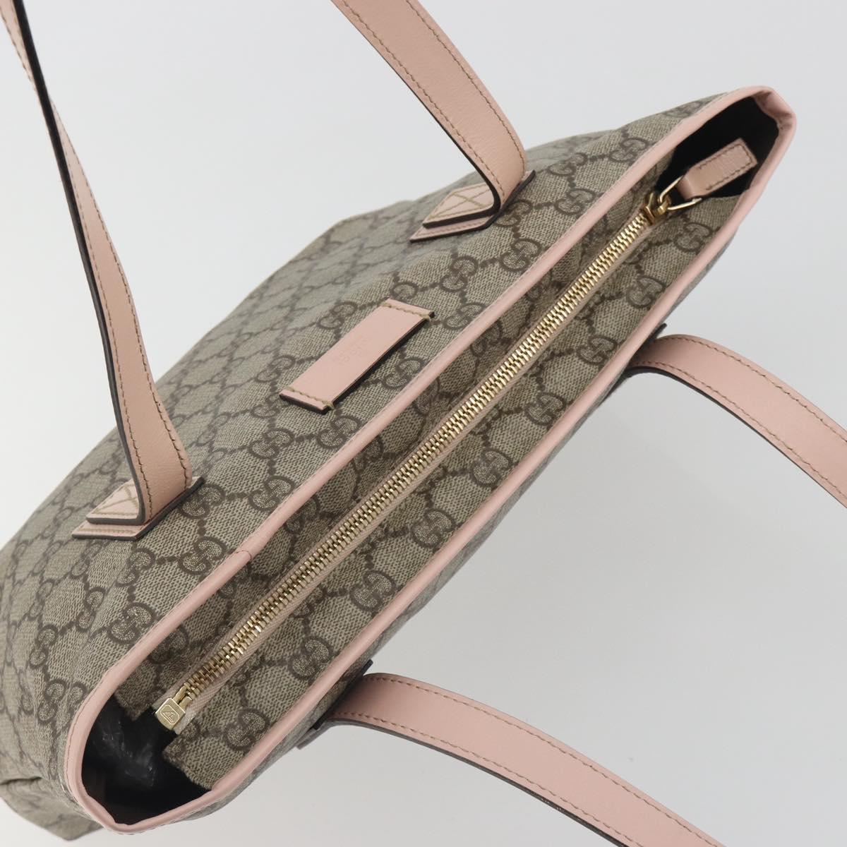 GUCCI GG Supreme Tote Bag PVC Beige Gold 181086 Auth 196707A