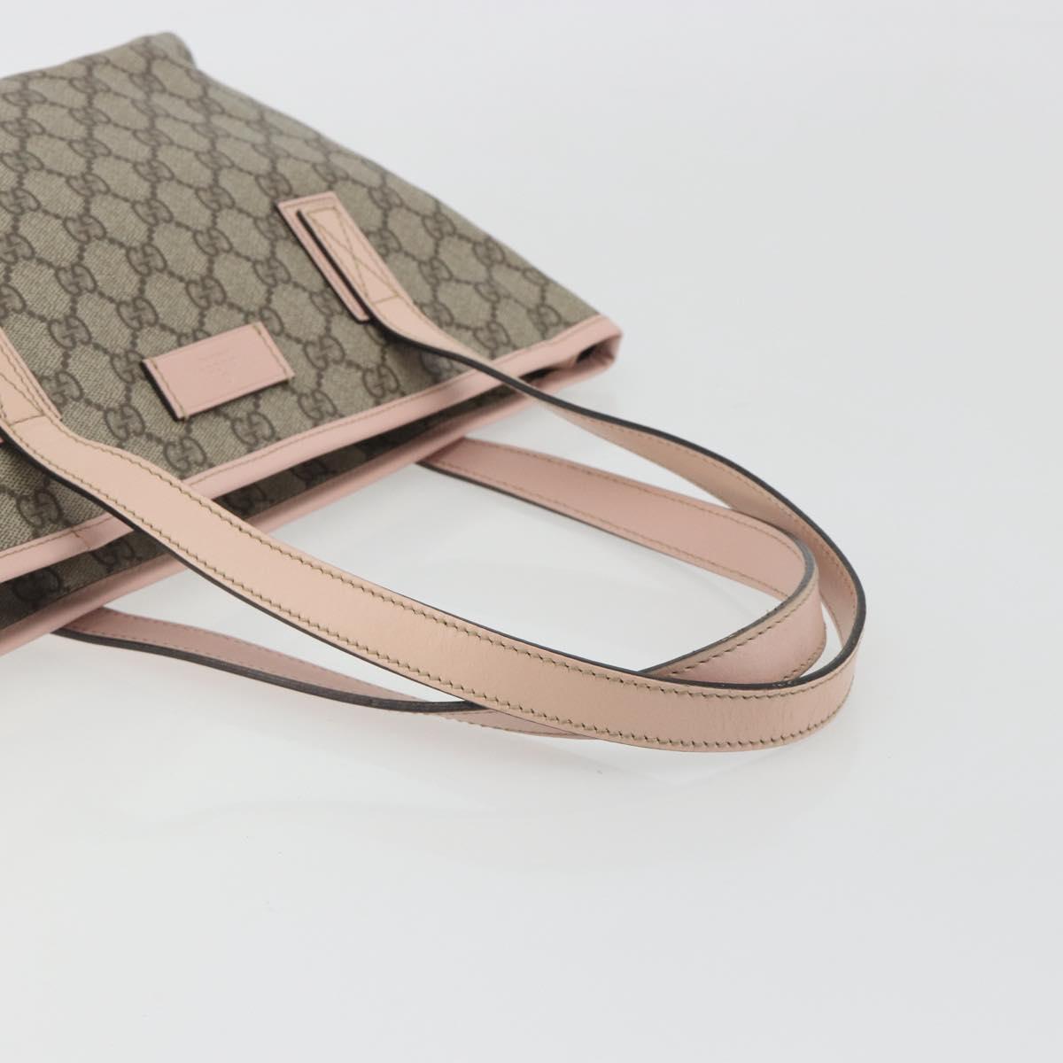 GUCCI GG Supreme Tote Bag PVC Beige Gold 181086 Auth 196707A
