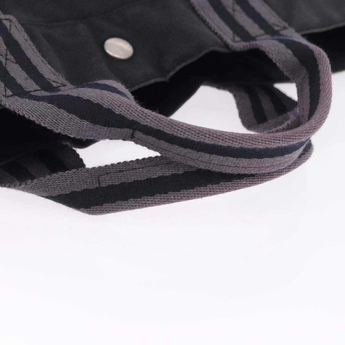 HERMES Fourre Tout MM Hand Bag Canvas Black Silver Auth 196708
