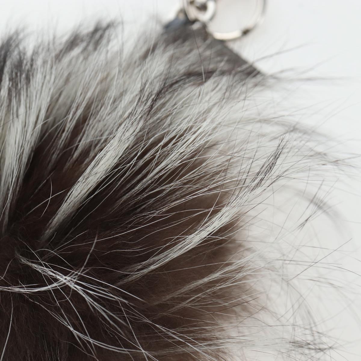 FENDI Monster Charm Fur Brown Silver Auth 196714M