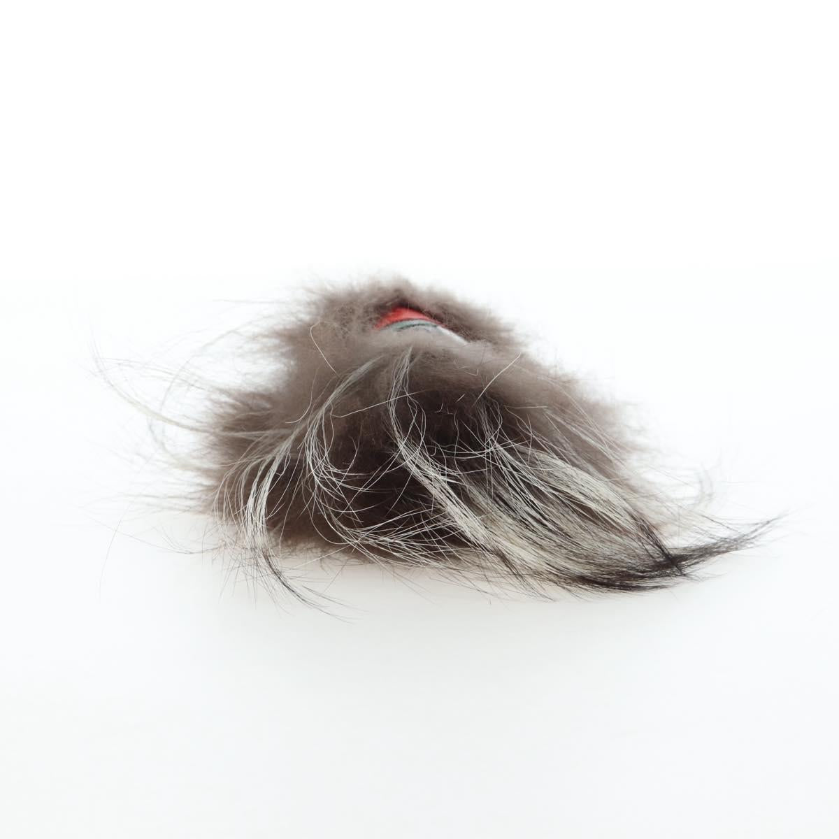 FENDI Monster Charm Fur Brown Silver Auth 196714M