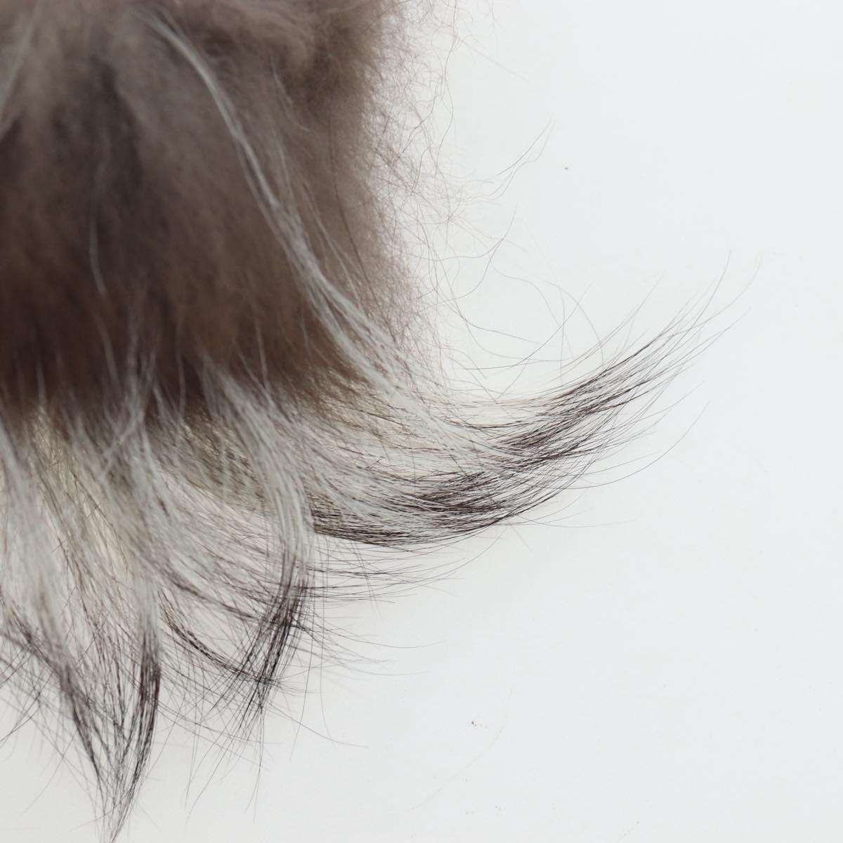 FENDI Monster Charm Fur Brown Silver Auth 196714M