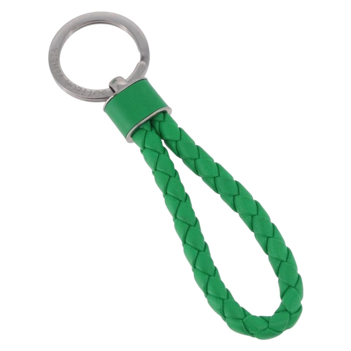 BOTTEGA VENETA INTRECCIATO Key Charm Leather Green Silver Auth 196719M