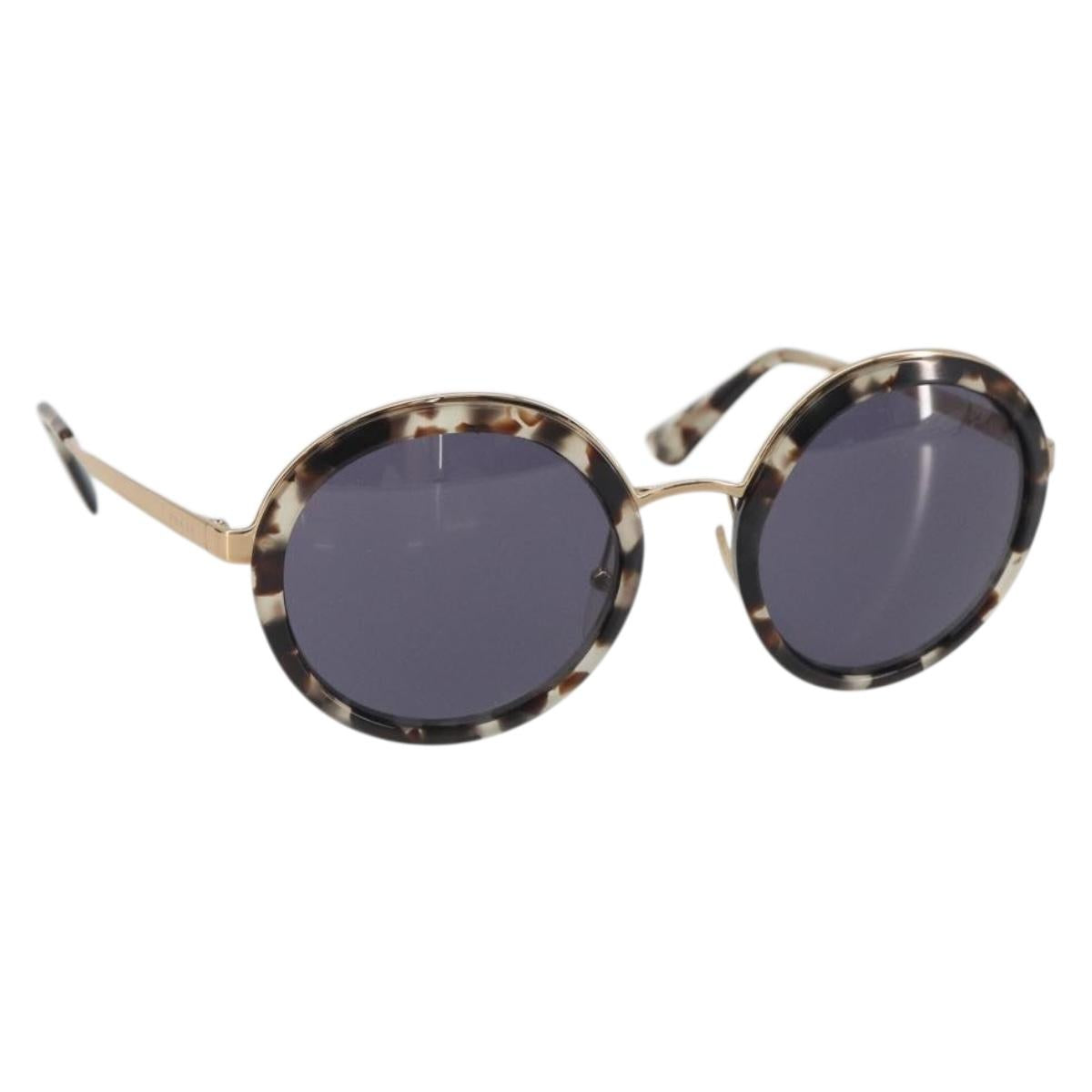 PRADA Sunglasses Metal Brown Champagne Gold Auth 196722M