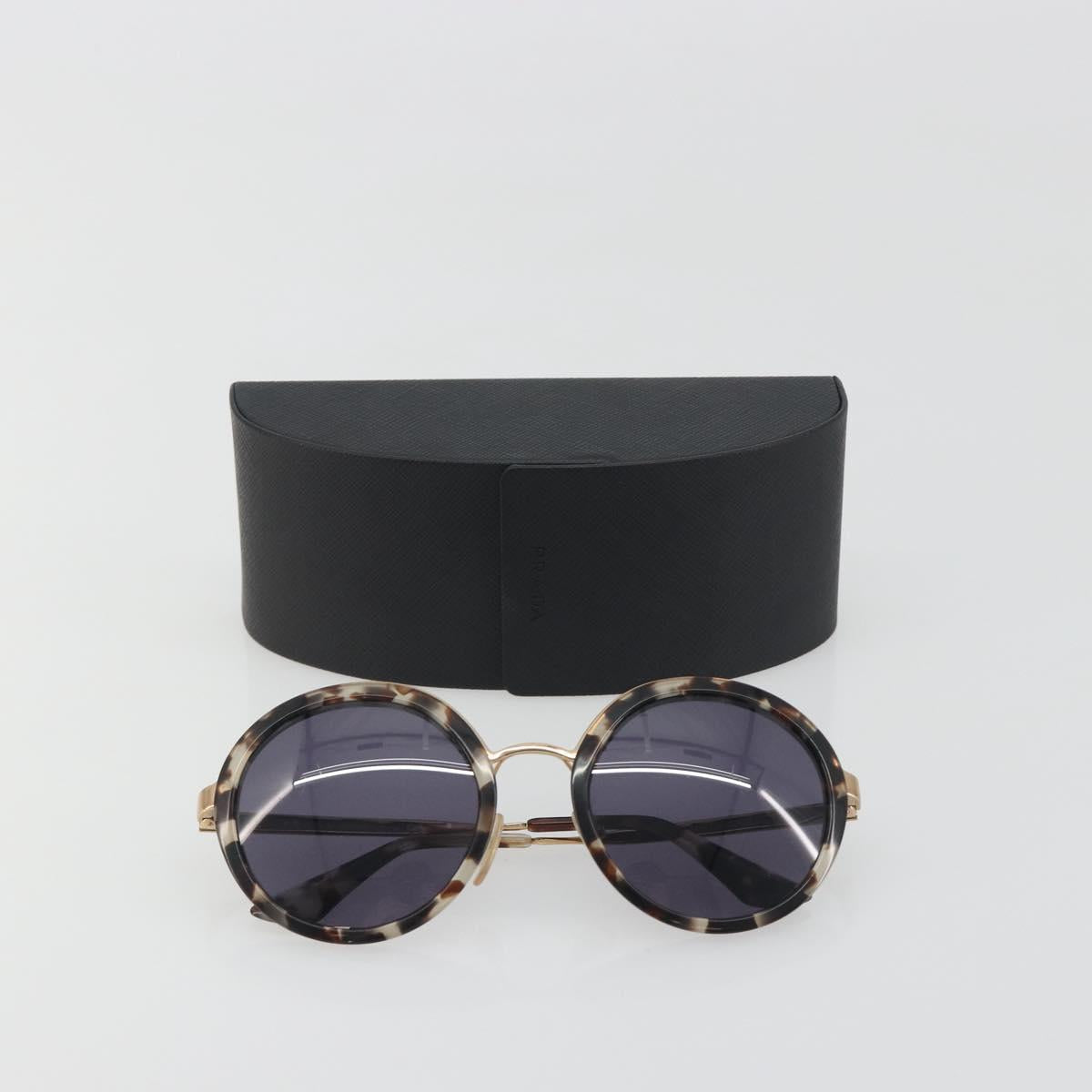 PRADA Sunglasses Metal Brown Champagne Gold Auth 196722M