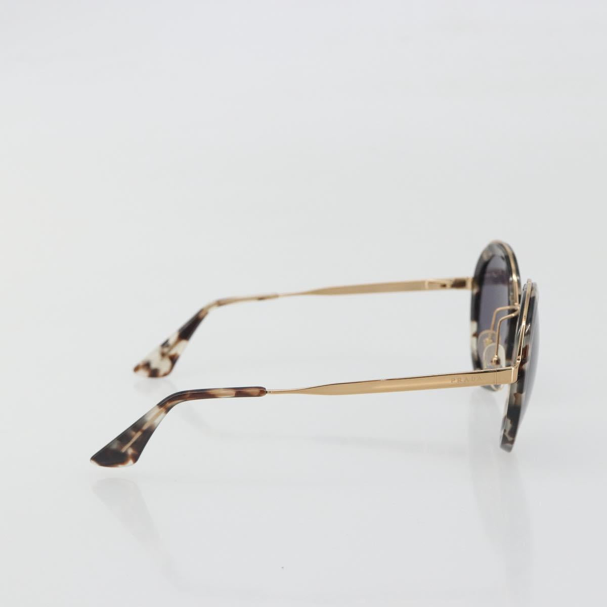 PRADA Sunglasses Metal Brown Champagne Gold Auth 196722M