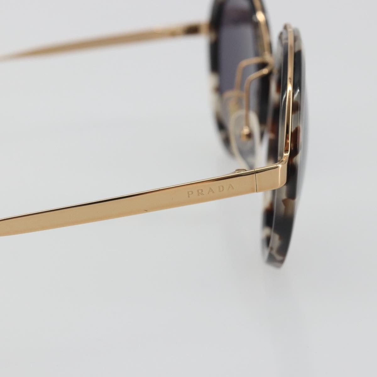 PRADA Sunglasses Metal Brown Champagne Gold Auth 196722M
