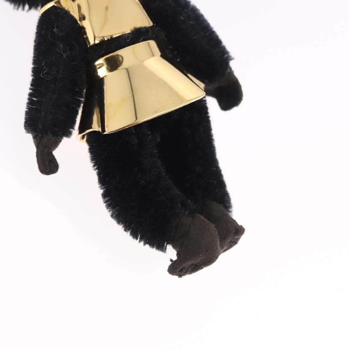 PRADA Gorilla Charm Metal Black Gold Tone Auth 196726M
