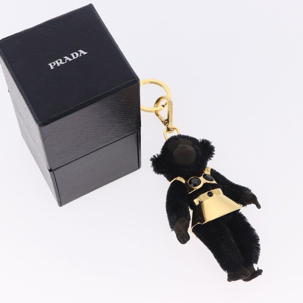 PRADA Gorilla Charm Metal Black Gold Tone Auth 196726M