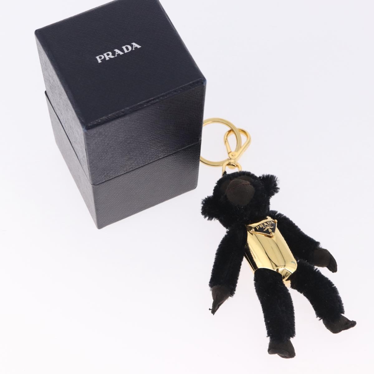 PRADA Gorilla Charm Metal Black Gold Tone Auth 196727M