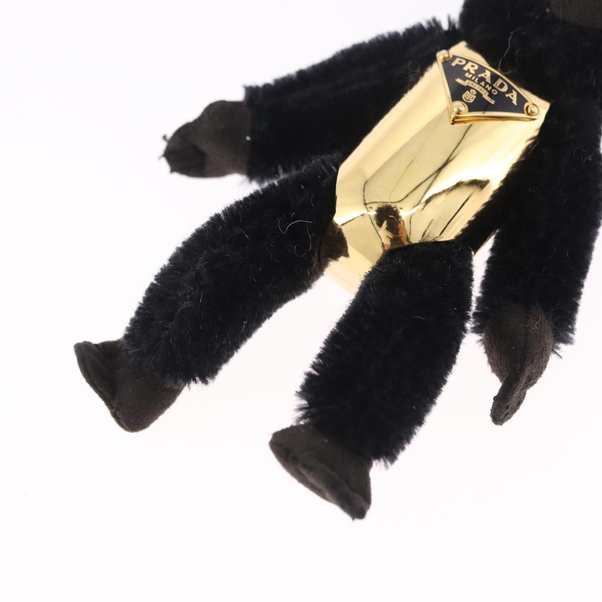 PRADA Gorilla Charm Metal Black Gold Tone Auth 196727M