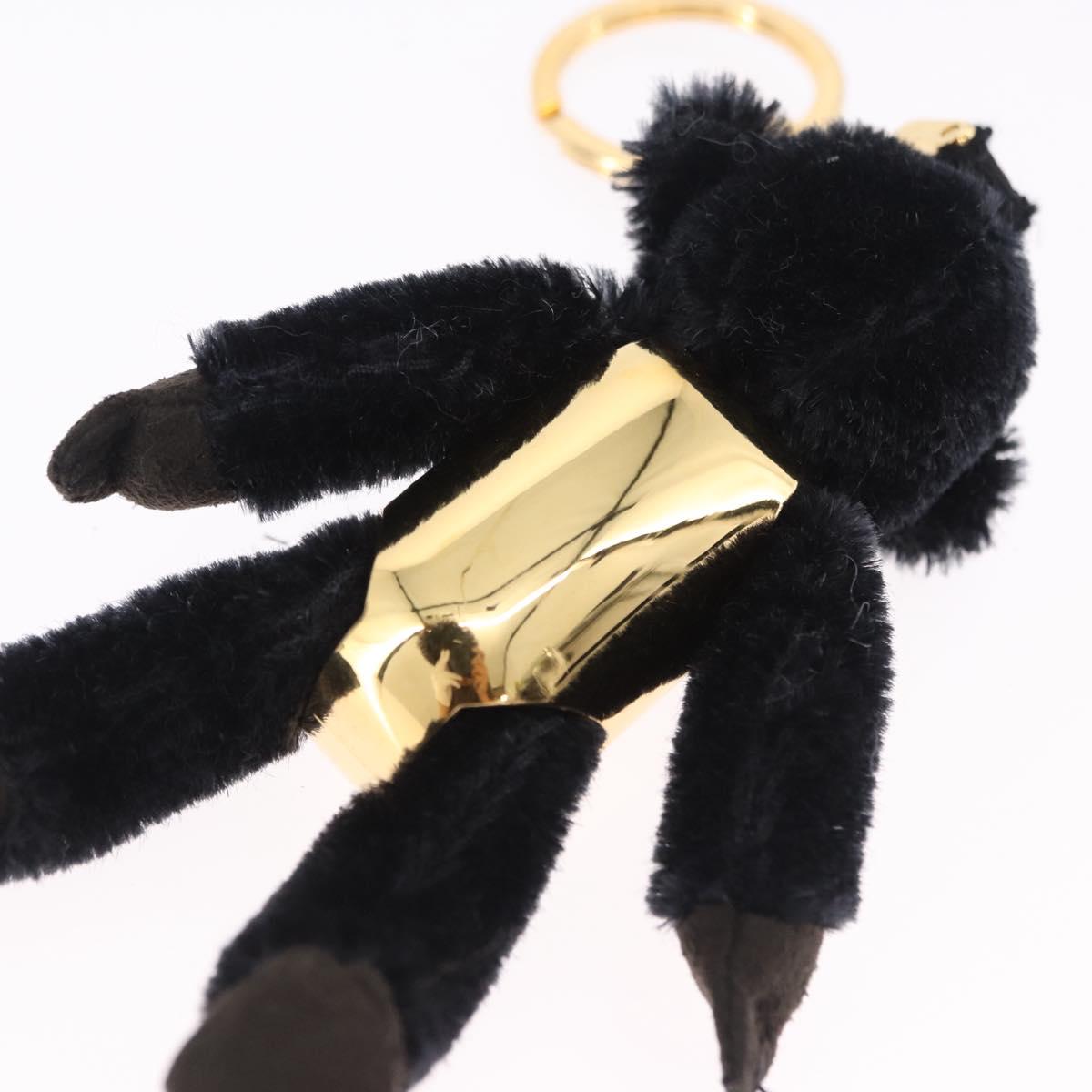 PRADA Gorilla Charm Metal Black Gold Tone Auth 196727M