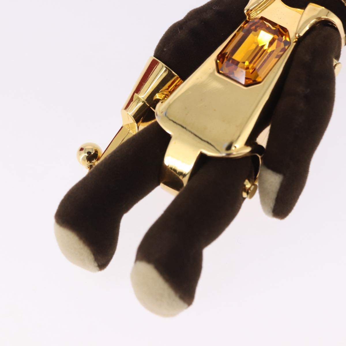 PRADA Bear Charm Metal Brown Gold Tone Auth 196728M