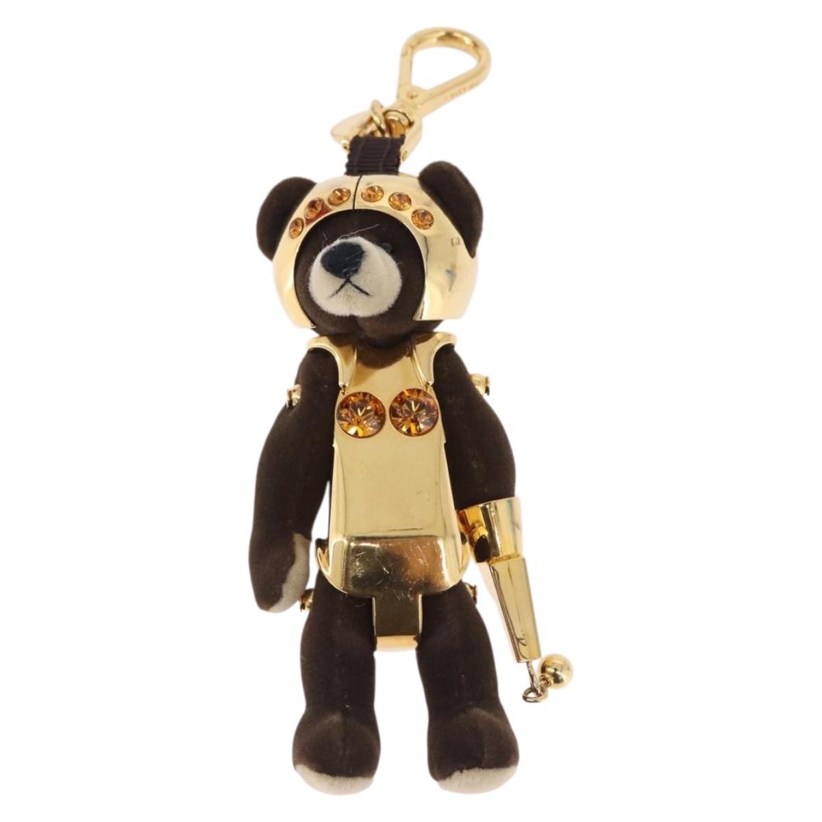 PRADA Bear Charm Metal Brown Gold Tone Auth 196728M