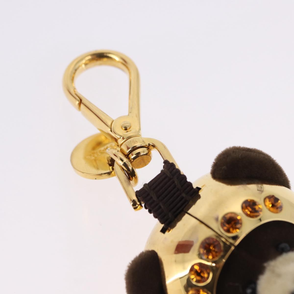 PRADA Bear Charm Metal Brown Gold Tone Auth 196728M