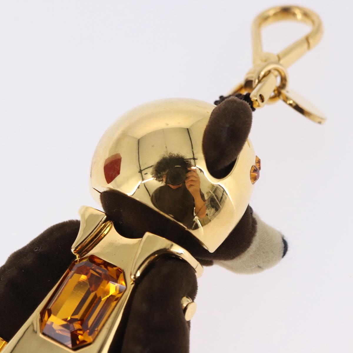 PRADA Bear Charm Metal Brown Gold Tone Auth 196728M