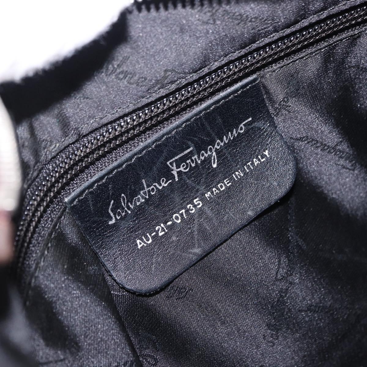 Salvatore Ferragamo Shoulder Bag Canvas Brown Silver Auth 196735A