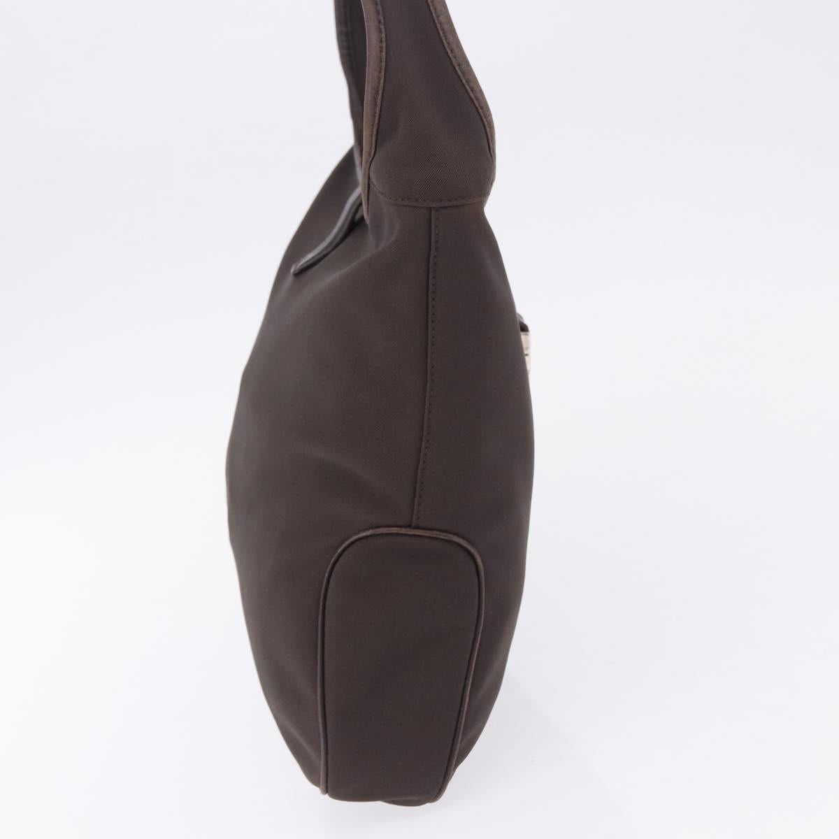 Salvatore Ferragamo Shoulder Bag Canvas Brown Silver Auth 196735A