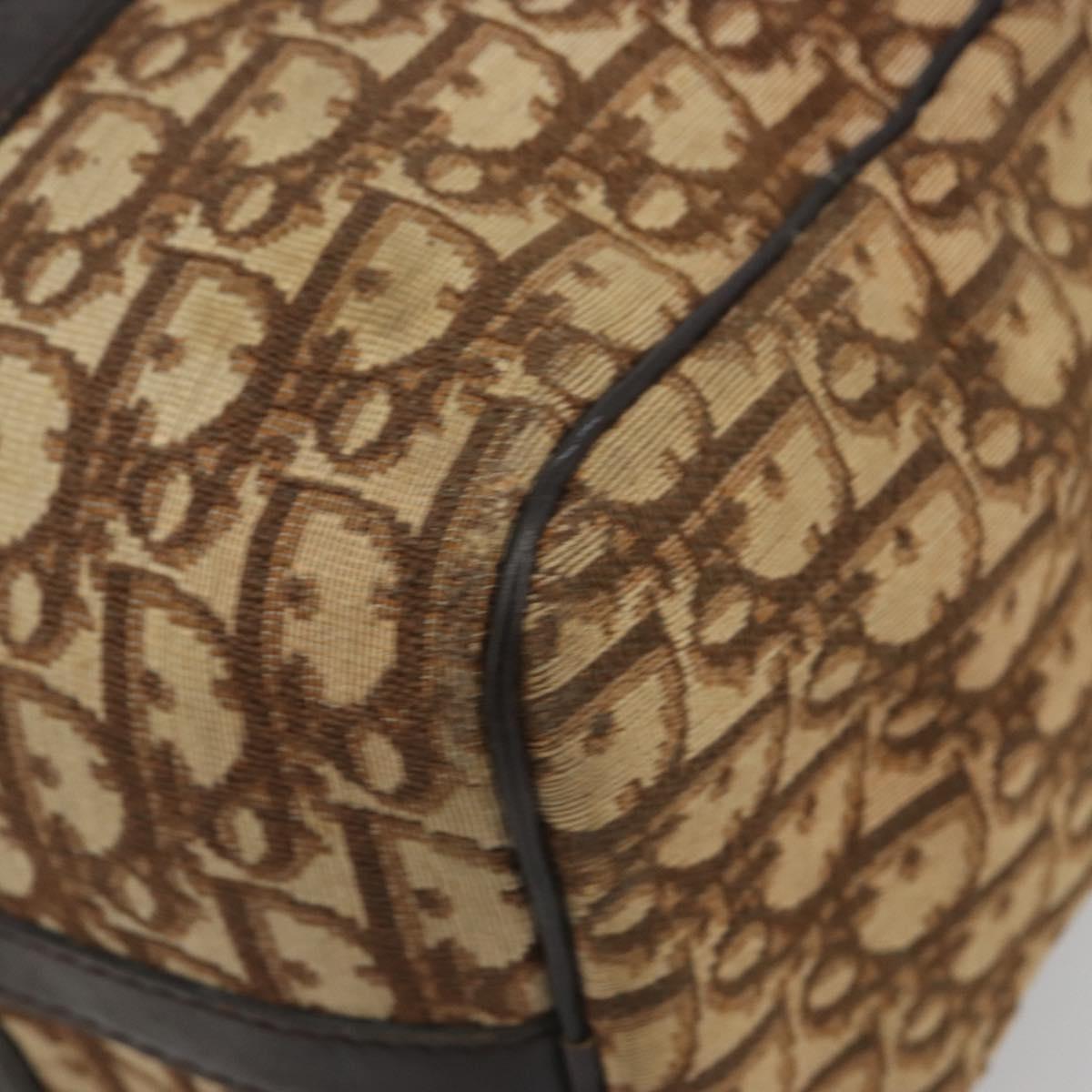 Christian Dior Trotter Canvas Hand Bag Brown Gold Auth 196736