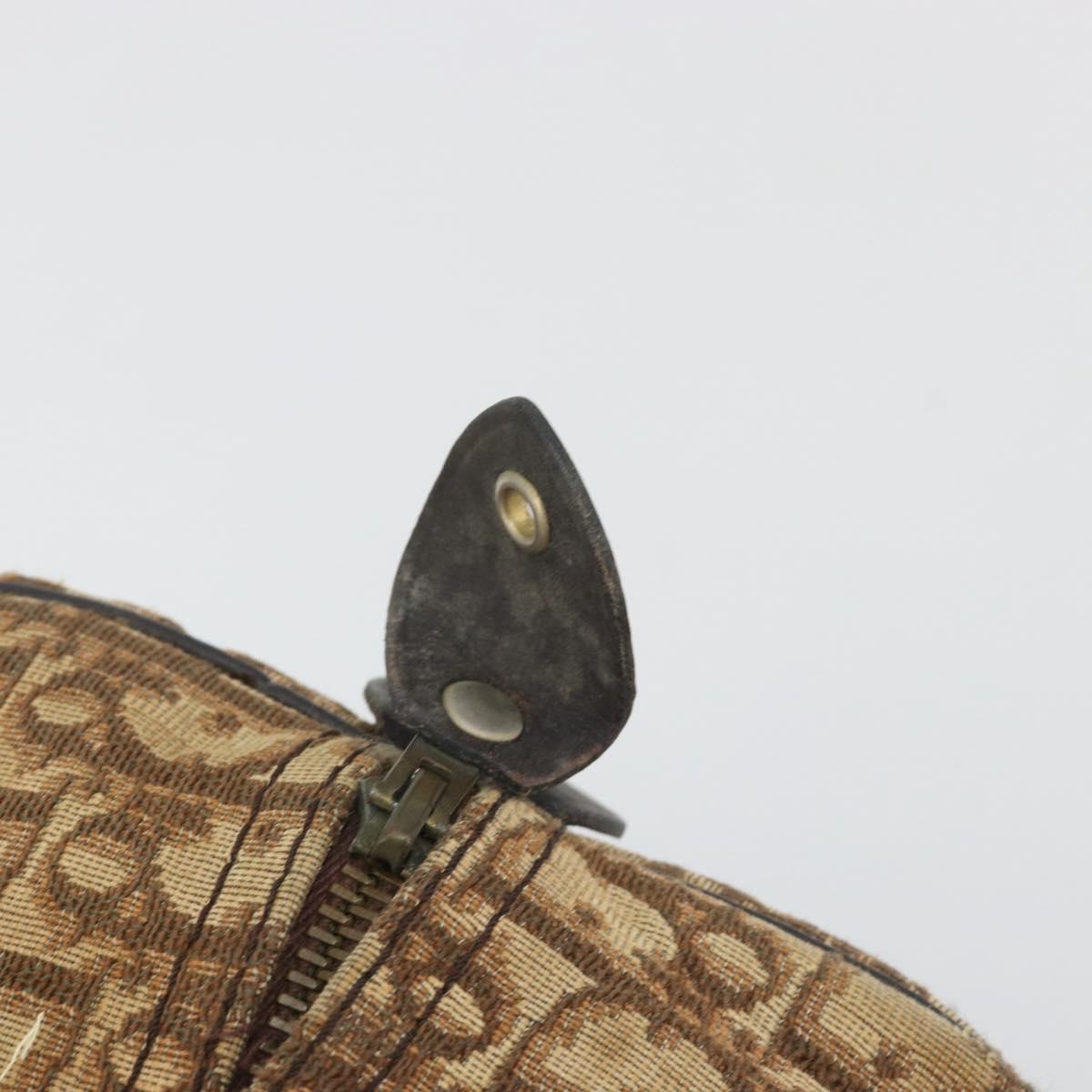 Christian Dior Trotter Canvas Hand Bag Brown Gold Auth 196736