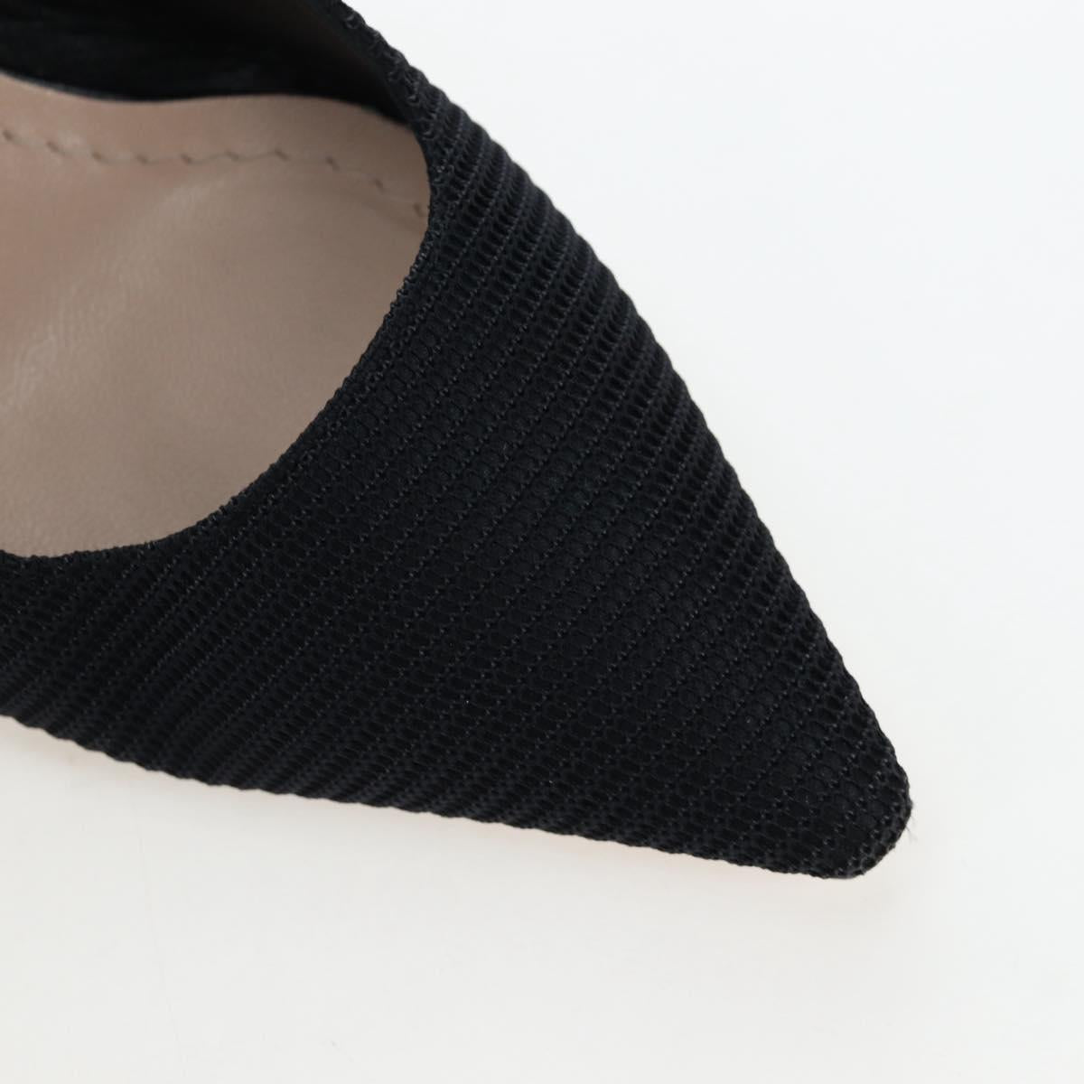 Christian Dior Slingback Pumps Leather Black Auth 196738M
