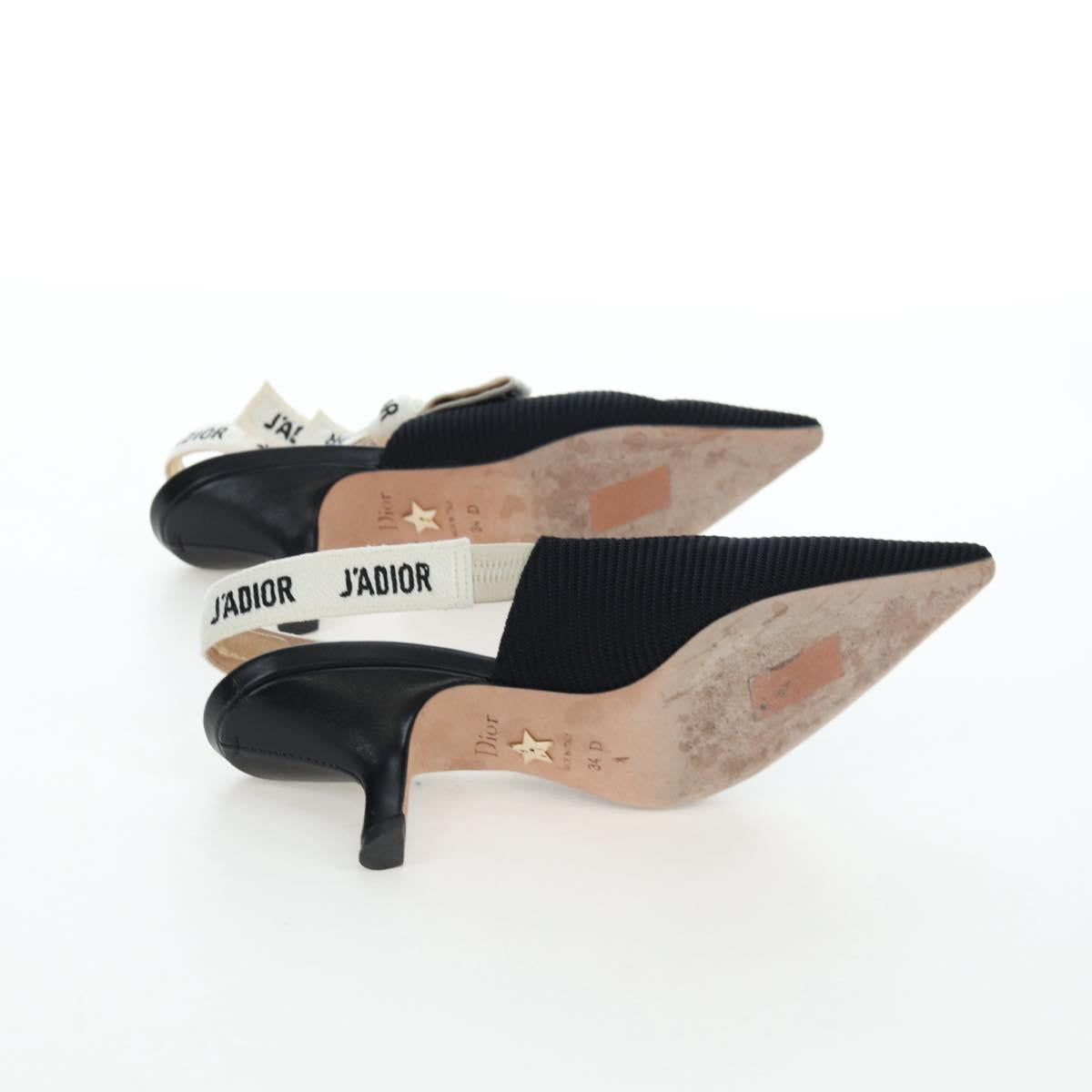 Christian Dior Slingback Pumps Leather Black Auth 196738M