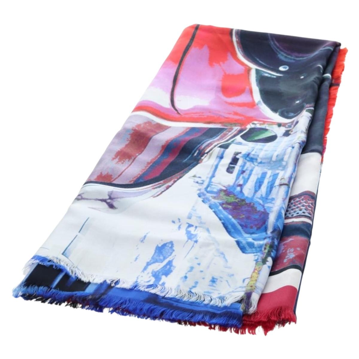 CHANEL COCO Mark Scarf Silk Purple CC Auth 196740V