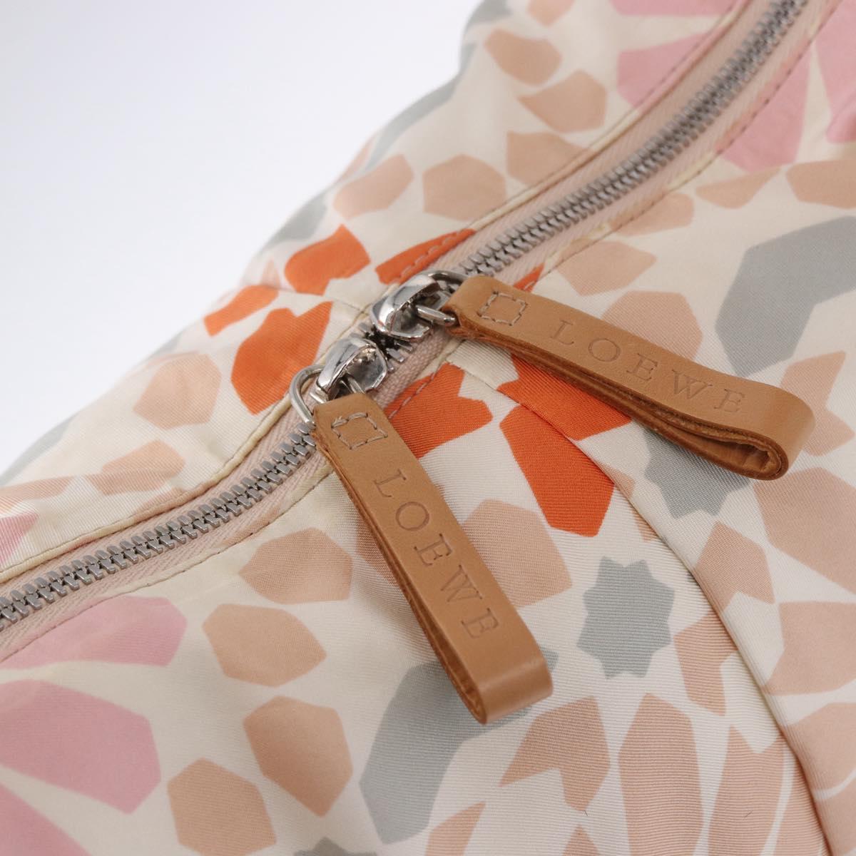 LOEWE Hand Bag Nylon Beige Silver Auth 196742A