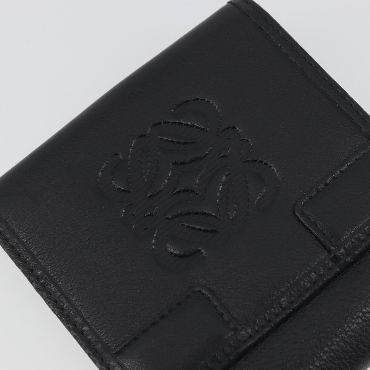 LOEWE Anagram Wallet Leather Black Silver Auth 196748V