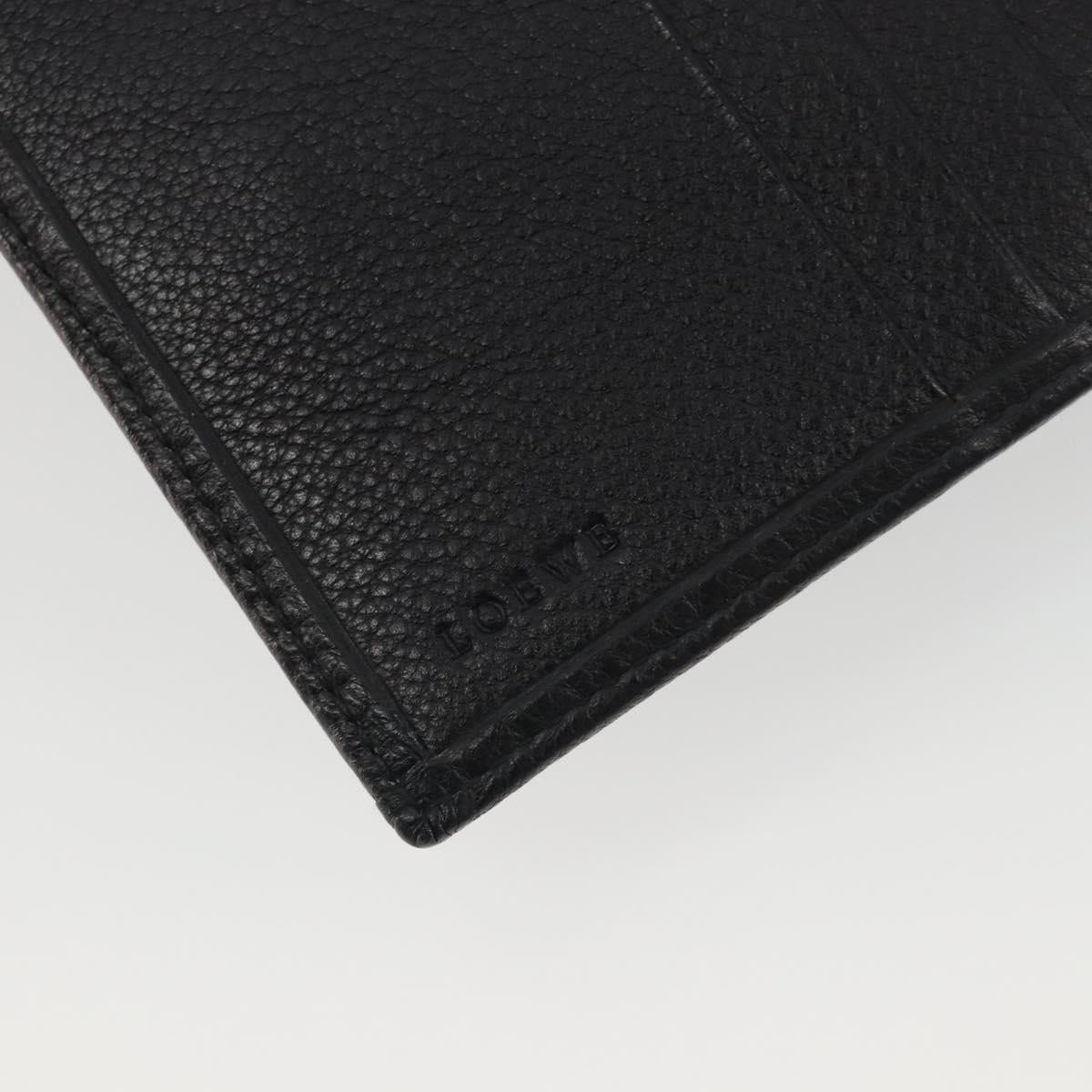 LOEWE Anagram Wallet Leather Black Silver Auth 196748V