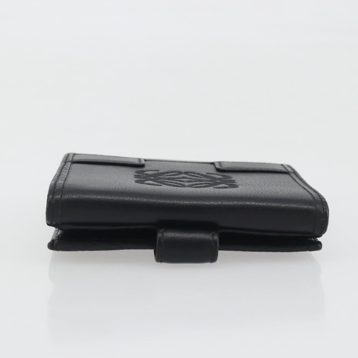 LOEWE Anagram Wallet Leather Black Silver Auth 196748V