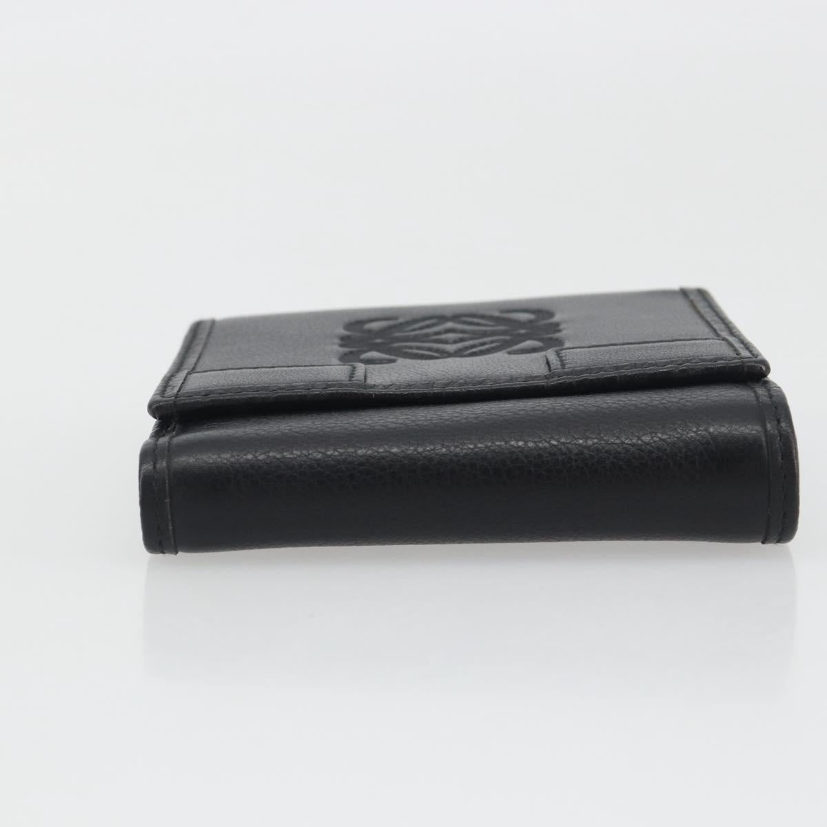 LOEWE Anagram Wallet Leather Black Silver Auth 196748V