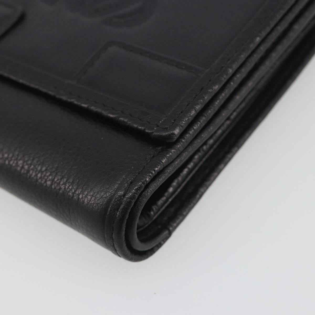 LOEWE Anagram Wallet Leather Black Silver Auth 196748V