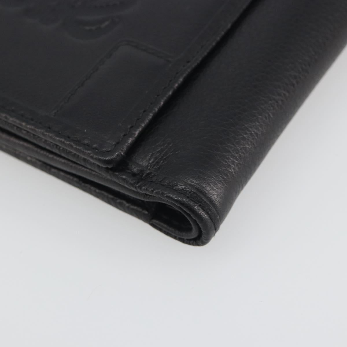 LOEWE Anagram Wallet Leather Black Silver Auth 196748V